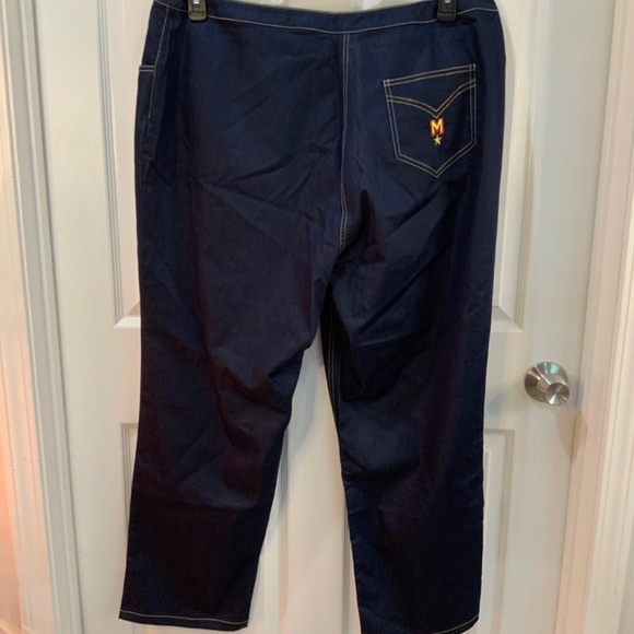 BOB MACKIE WEARABLE ART DENIM WIDE LEG BLUE PANTS PLUS SIZE 2X - Picture 4 of 7